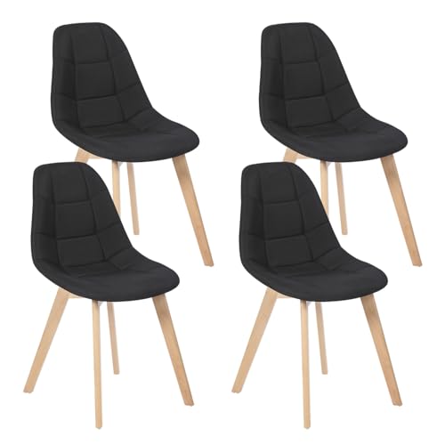 IDMarket - Lot de 4 chaises scandinaves Gaby Noires en Tissu pour Salle à Manger