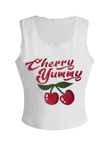 Débardeur court sans manches femme col rond bordure dentelle top