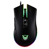 PICTEK Gaming Mouse Wired-Chroma RGB Lighting- High Precision 10,000 DPI Optical Sensor-Programmable Game Mice Design for Average Size Hand, PC Gaming Mouse with Long Braided Cord, Ideal for Pro Gamer