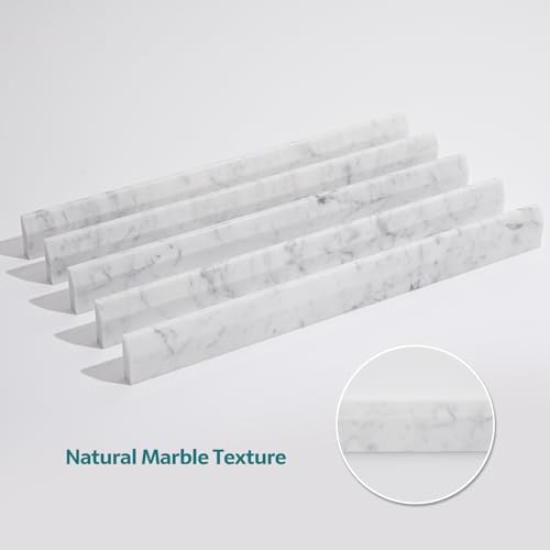 Soulscrafts Carrara White Marble Pencil Liner Tile, 10-Pack Marble Tile Edge Trim Molding 3/8x12 Inch Polished for Kitchen Backsplash, Bathroom Shower Wall by Soulscrafts - Used condition - Image 3