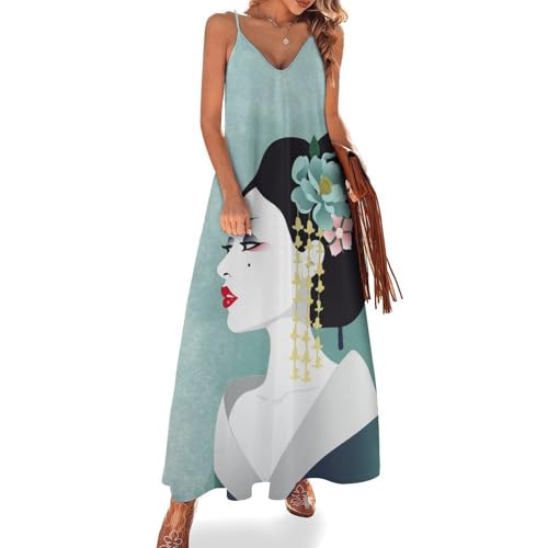 Robe longue femme ete sans manches fluide et anti transpirante pour la plage