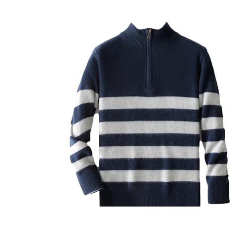 Men’S Casual Striped Half-Zip Pullover Sweater Loose Fit Mock Neck Long Sleeve Color Block Knit Top