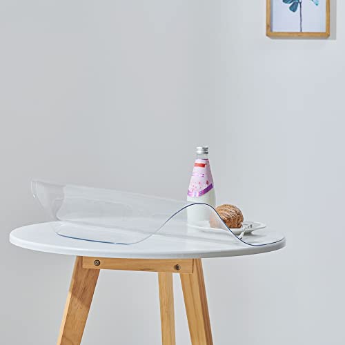 Leffora Diameter 18 Inches Round Clear Table Protector, 1.5Mm Thick Waterproof Oil Proof Plastic Tablecloth Protector Circle Table Pad For End Table Coffee Table Night Stand #TOP3