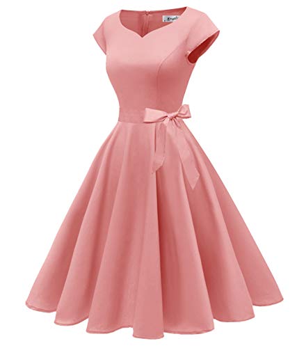 Kingfancy Women Vintage 1950s Dress Retro Cocktail Party Swing Dresses with Cap Sleeves3
