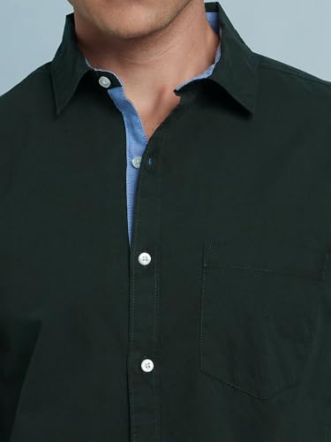 Image of Dennis Lingo Men Cotton Solid Slim Fit Casual Shirts