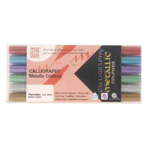 Kuretake Zig Memory System KUMS-8400-6V marqueurs métalliques de calligraphie