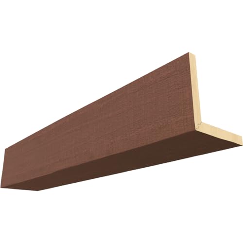 10"W x 6"H x 10'L 2-Sided (L-Beam) Rough Cedar Endurathane Faux Wood Ceiling Beam, Redwood