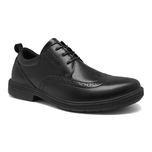 Men's Orthopedic Business Leather Dress Shoes: Classic Flat Feet Arch Support Orthotic Bunions Recovery High Arch Achilles Tendonitis Walking Shoes, Casual Working Derby Plantar Oxford Black Size 10.5
