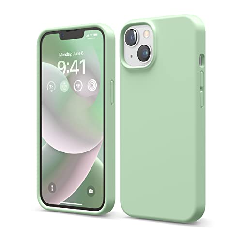 【elago】 iPhone14 対応 ケース シリコン カバー シンプル シリコン製 スマホケース 耐衝撃 アイフォン14ケース 薄型 スマホカバー スリム 衝撃吸収 iPhoneケース 対衝撃 シリコンケース [ Apple iPhone 14 2022年 アップル アイフォン / アイフォン14 対応 ] SILICONE CASE パステルグリーン