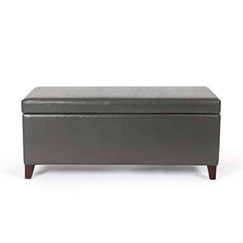 Homebeez Modern Faux Leather Lift Top Coffee Table Storage Ottoman Bench (Light Gray) #TOP4