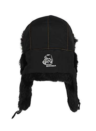 Mad Bomber Womens Bomber Hat - Black Faux Fur Warm Ear Flaps Aviator Cap - Winter Outdoor Hunting Skiing Trapper Hat #TOP2