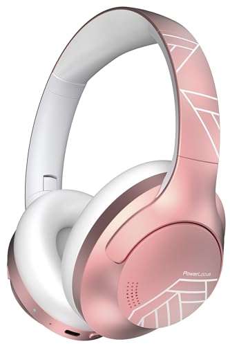 PowerLocus Bluetooth Kopfhörer Over Ear, 50 Std Spielzeit, 4 EQ-Modi, Kopfhörer Kabellos Faltbarer mit Mikrofon, HiFi-Stereo, 90 Grad Drehbar Wireless Headphones für Handy/Reise/Laptop/PC (Rose Gold)