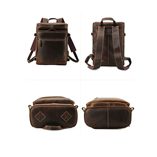 Genuine Leather Travel Bags for Men, Casual Daypack Backpacks Briefcases Mens Laptop Backpacks (Black)4