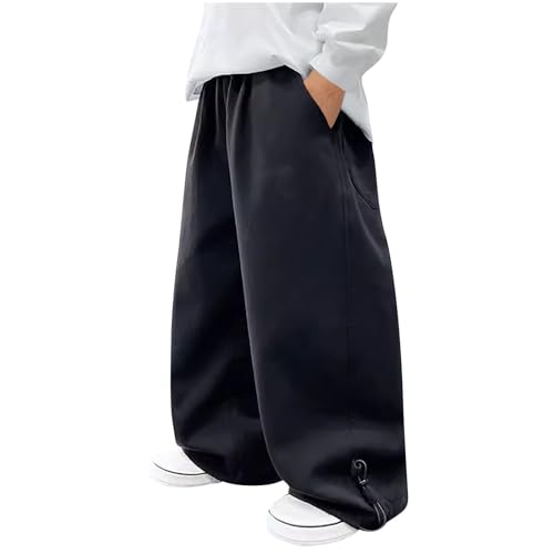 Boy's Wide Straight Leg Cargo Pants Loose Fit Lightweight Sweatpants Multi Pockets Fashion Trouser Baggy Track Pants