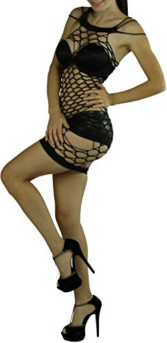 Image of ToBeInStyle Women's Stretch See Through Fishnet Novelty Mini Rave Party Dress