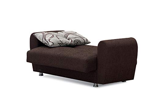 Beyan Boston Collection Modern Convertible Upholstered Love Seat With Storage Space And Includes 2 Pillows, Dark Brown #TOP2