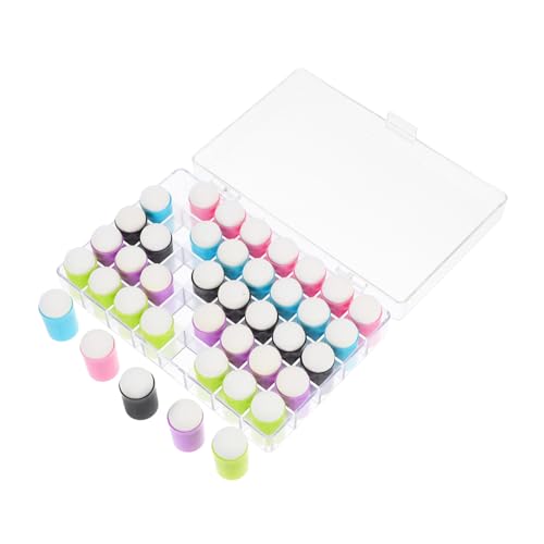 VILLCASE Mini Painting Handle Sponge Stamper 40pcs Art Smudge Sponges for Kids DIY Craft Drawing Tools Easy to Use for Hand Account Painting Journaling Illustration