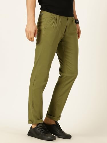 Image of Thomas Scott Men's | Solid | Breathable Fabric | 4 Pockets | Casual | Mid Rise | Regular Fit | Cotton Linen | Button Clouser | Chino Trouser | Pants