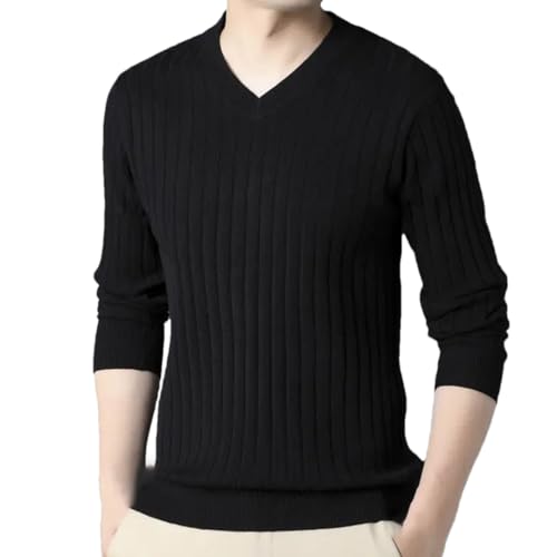 Men's V-Neck Long Sleeve Pullover Winter Fashion Knitted Casual All-Match Simple Korean Style Top