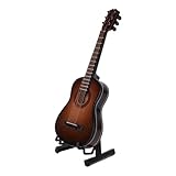 Diydeg Modelo de Guitarra Em Miniatura, Modelo de Instrumento Musical de Guitarra de 15 Cm de Madeira Com Estojo e Couro Preto, Mini Ornamentos Decoração de Artesanato para Presente de