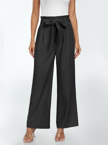 LILLUSORY Wide Leg Dress Pants Women's Paperbag High Waisted Business Casual Trousers with Removable Belt3