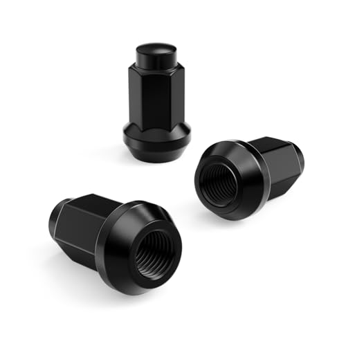 Image of 16pcs Bulge ATV Lug Nuts - 3 /8x24 Thread Size - 1.4 inch Length - Closed End - Cone Acorn Taper Seat - 14mm Hex Head - Compatible with Many Polaris Sportsman RZR Ranger Kawasaki - Black