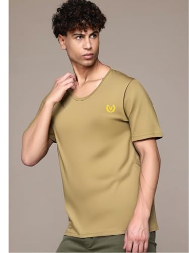 Image of Mack Jonney Regular Solid Cotton Blend V Neck T Shirt for Men
