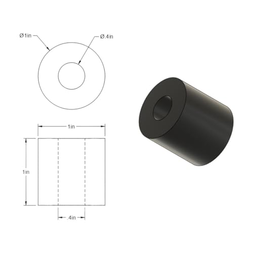 Multi Purpose Neoprene Rubber Spacer 1\" OD X 3/8\" ID X 1\" Length, Anti Vibration Spacer Black Round Rubber Washer for Home and Car Accessories (1\" Length, 8 Pack)