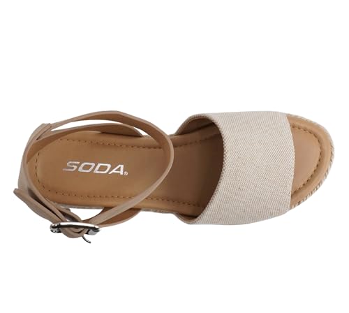 Image of Soda Topic Open Toe Buckle Ankle Strap Espadrilles Flatform Wedge Casual Sandal