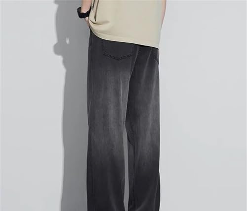 Men's Tencel Jeans Summer Loose Straight Wide Leg Denim Pants Gradient Polished Casual Trousers2