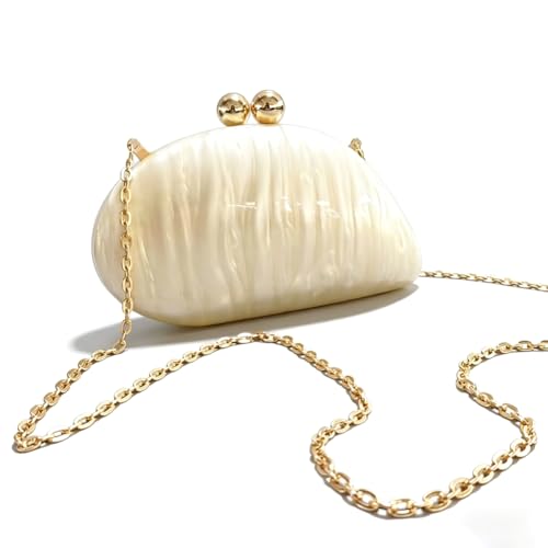 Image of Acrylic Shell Shaped Bag Luxury Marble Clutch Evening Purses for Women Glitter Handbag for Wedding Cocktail Party Prom