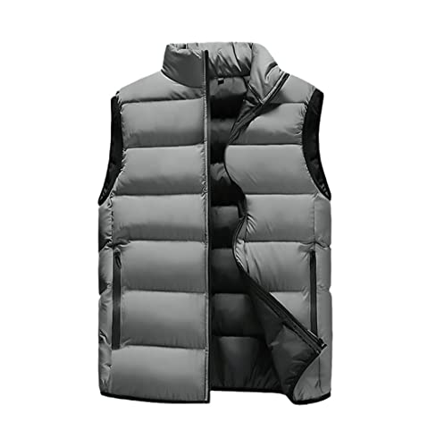 Chaleco acolchado de hombre gris oscuro invierno abrigo cálido XL