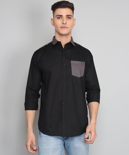 Image of Jacob Premium Black Solid Casual Cotton Shirt for Men.(AB D 402 XL)