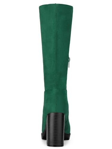 Allegra K Allegra K Women's Mid Calf Block Heel Green Boots 7.5 M US