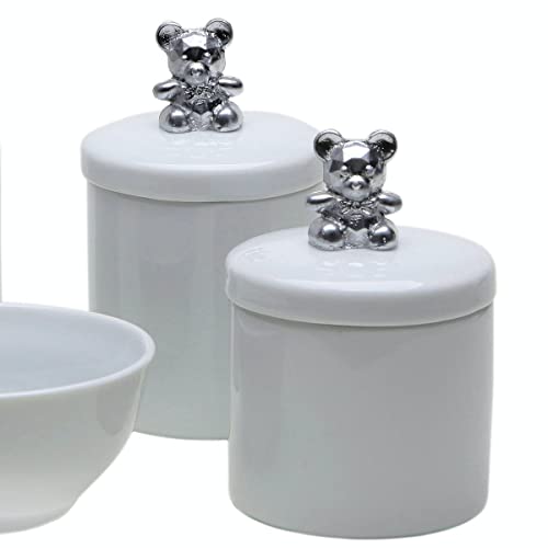 Potinho de Mel Potes Molhadeira E Porta Álcool-Gel Ursinho Prata