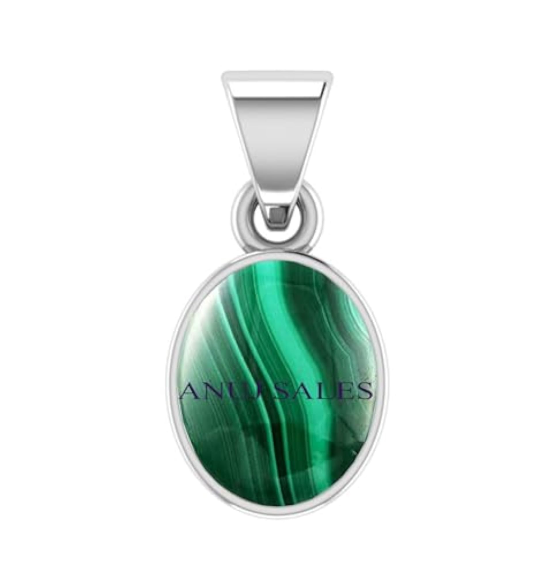 Men's & Women's 6.25 Ratti Natural Malachite Silver Pendant, Certified