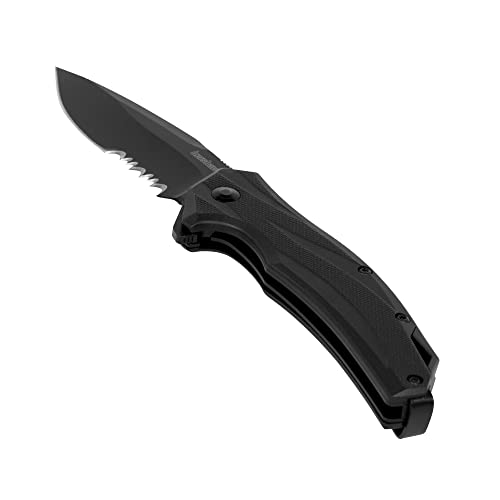 Kershaw Lateral Pocket Knife, Black, 3.1 Inch Stainless Steel Drop Point Partially Serrated Blade, EDC with Assisted Opening, Reversible Pocketclip, Everyday Carry Pocket Knife for Men and Women