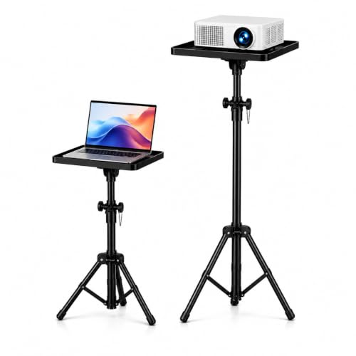 Image of BIG VUE Projector Tripod Stand | 23 inch to 46 inch Height Adjustable Laptop Floor Stand with Plate | Multi-Purpose Heavy-Duty Portable Mount for Speaker, Office, Home Theater, Events, Stage, Studio, DJ Racks
