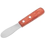 TOYANDONA Cuchillo para Queso Grande Hoja Dentada, Mango de Madera Marrón Rojo, Acero Inoxidable, Cortador y Espátula Multifuncional para Mantequilla y Mermelada, Práctico Utensilio
