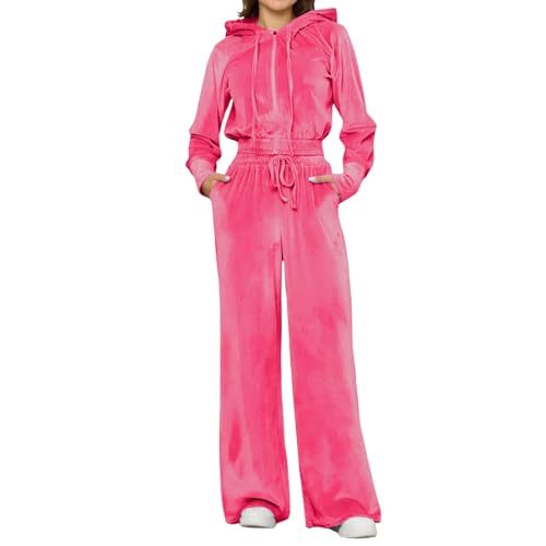 Survêtement velours femme avec veste zippée et pantalon large chaud