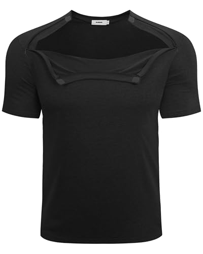 AJOHC Chemo Port Recovery Shirt for Men & Women|2-Side Zippers with Assist for Easy On/OffShoulder Surgery & Chemo Must-Have Black X-Large