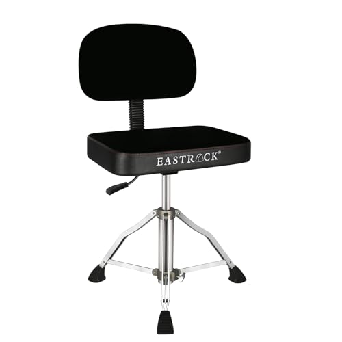 EASTROCK Drum Throne with Backrest Airlift Rotatable Drum Seat Height Adjustable Heavy Duty Square...