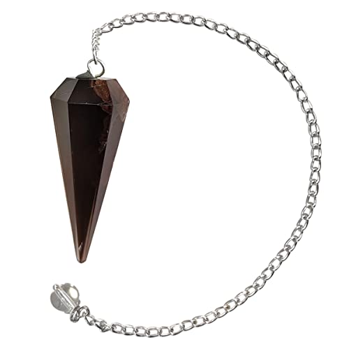 Image of Shubhanjali Healing Crystal Smokey Quartz Point Pendulum Dowsing 1 Pcs | Feng Shui Smokey Quartz Faceted Dowsing Stone Pendulum with Chain Beads for Crystal Charged