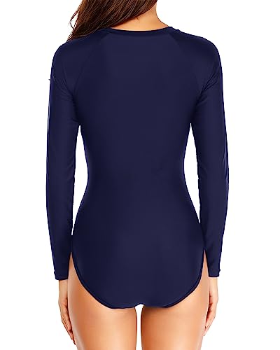 Image of Daci Women One Piece Long Sleeve Swimsuits Rash Guard Built in Bra UPF 50+