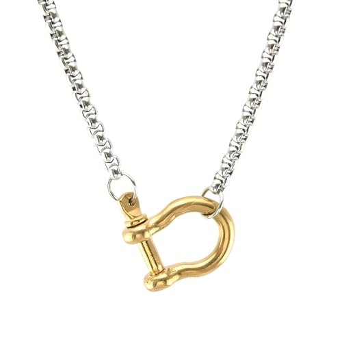 14k Yellow Gold Lucky Horseshoe Necklace For Women - 925 Sterling Silver Personality Animal Horseshoe Pendant Necklace Horse Jewelry For Men