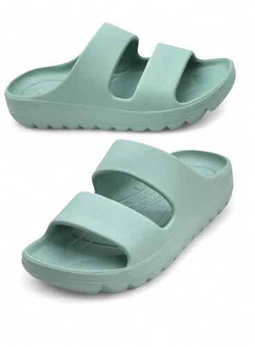 Image of SVAAR Soft EVA Double Strap Slippers for Men | Stylish Anti-Skid Slides with Arch Support & Bouncy Sole | Lightweight Indoor Outdoor Comfort
