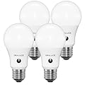 ORALUCE Dusk to Dawn LED Outdoor Light Bulb Cool White 6500K, A19 Automatic Light Bulbs for Outside 60 Watt, Auto On/Off Lightbulb E26 Base Non-dimmable, 4 Pack