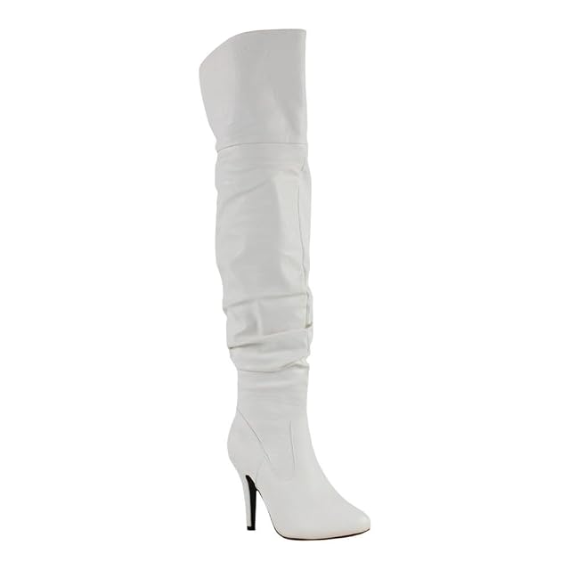 Forever Link Womens Focus-33 Black Vegan Leather Over The Knee Fashion Boots