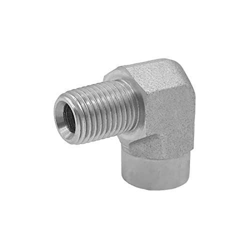 Image of (2-PACK) 5502-08-08 Hydraulic Adapter Fitting 1 /2 inch-14NPTF Male x 1 /2 inch-14NPTF Female 90Pipe Joints Elbow Carbon Steel