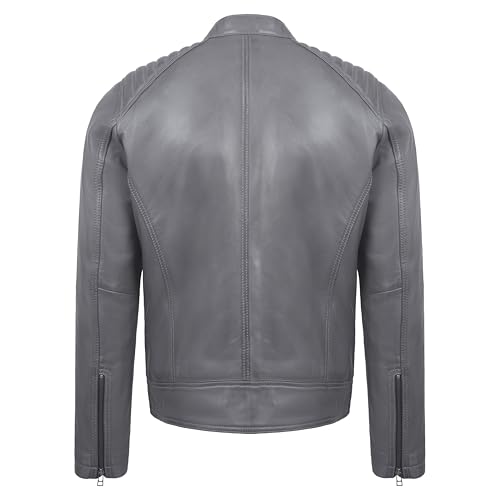 Image of Men's Genuine Lambskin Leather Motorcycle Jacket - Vintage Cafe Racer Style Classic Fit Biker Coat